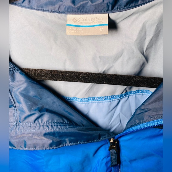 Columbia Men’s Blue Windbreaker Light Weight Hooded Rain Jacket Mesh Pockets, M - Picture 2 of 3